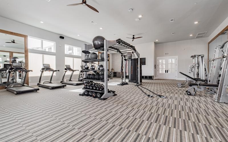 a gym with exercise equipment